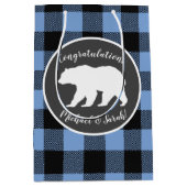 ベアーベビーシャワーボーイブルー ミディアムペーパーバッグ (正面)