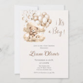 ベアーベビーシャワー少年の招待 招待状 (正面)