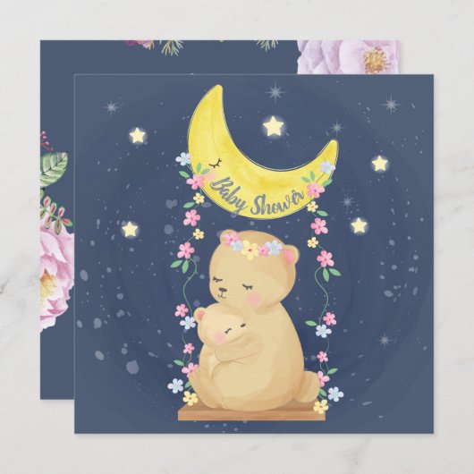 ベアーベビーシャワー招待状 招待状 (正面/裏面)
