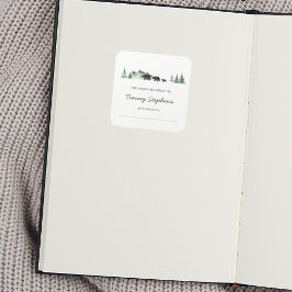 ベアーベビーシャワー蔵書票 スクエアシール