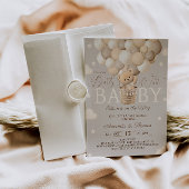 ベアーホットエアバルーン心待ち赤ちゃんシャワー 招待状