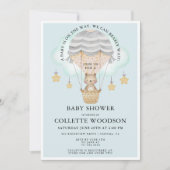 ベアーホットエアバルーン男の子のシャワー 招待状 (正面)