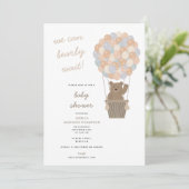ベアーホットエアバルーン赤男女兼用ちゃんシャワー 招待状 (スタンド正面)