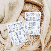 ベアーボウブルーフローラベビーシャワーブックベビー エンクロージャーカード