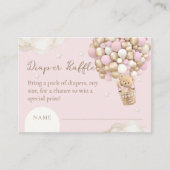 ベアーボホガールピンク赤ちゃんシャワーおむつラッフル エンクロージャーカード (正面)