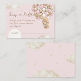 ベアーボホガールピンク赤ちゃんシャワーおむつラッフル エンクロージャーカード