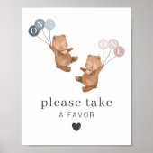 ベアーボーイ女の子ツインズ – 1st誕生日 – お気に入りサイン ポスター (正面)