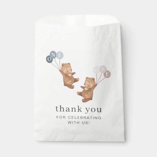 ベアーボーイ女の子ツインズ – 1st誕生日 –  フェイバーバッグ (正面)