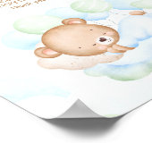 ベアーボーイ赤ちゃんシャワー青い緑おむつラッフルサイン ポスター (角)