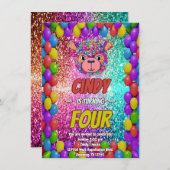 ベアーマンガーンバースデー招待状 子供へ 招待状 (正面/裏面)