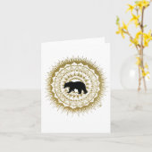 ベアーマンダラ折り畳みノートカード カード (黄色い花)