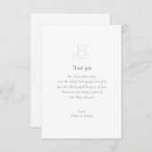 ベアーミニマル男女兼用主義のベビーシャワー サンキューカード (正面/裏面)