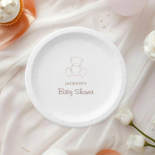 ベアーミニマル男女兼用主義のベビーシャワー ペーパープレート