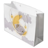 ベアームーンスターズ灰色の雲ニュートラルベビーシャワー ラージペーパーバッグ (裏面アングル)