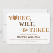 ベアーヤングワイルドスリーキッズ3歳の誕生日 招待状 (正面)