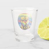 ベアーラブカップルLGBTレインボー国旗 ショットグラス (裏面)