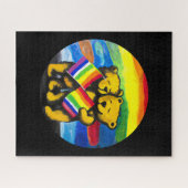 ベアーラブカップルLGBTレインボー国旗 ジグソーパズル (横)