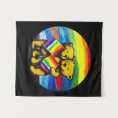 ベアーラブカップルLGBTレインボー国旗 タペストリー (正面(横))