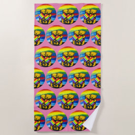 ベアーラブカップルLGBTレインボー国旗 ビーチタオル