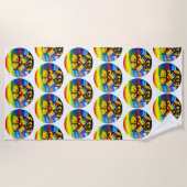 ベアーラブカップルLGBTレインボー国旗 ビーチタオル (正面)