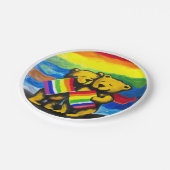 ベアーラブカップルLGBTレインボー国旗 ペーパープレート (アングル)