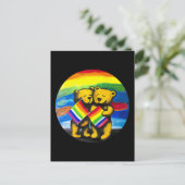 ベアーラブカップルLGBTレインボー国旗 ポストカード (スタンド正面)