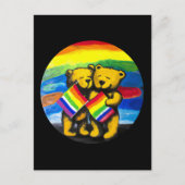 ベアーラブカップルLGBTレインボー国旗 ポストカード (正面)