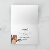 ベアーランニングのトラック遅れ誕生日カード カード (内部)