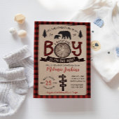 ベアーランバージャックフランネルボーイベビーシャワー招待状 招待状