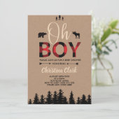 ベアーランバージャックレッドフランネルボーイベビーシャワー 招待状 (スタンド正面)