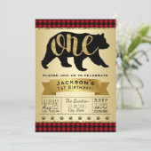 ベアーランバージャック1st誕生日パーティの招待状 招待状 (スタンド正面)