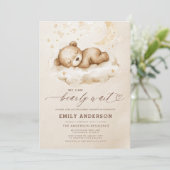 ベアーリーウェイベージュベビー男女兼用シャワー 招待状 (スタンド正面)