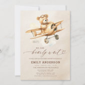 ベアーリーウェイベージュベビー男女兼用シャワー 招待状 (正面)