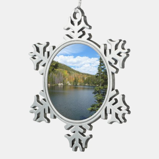 ベアーレイクアットロッキーマウンテン国立公園 スノーフレークピューターオーナメント (右)