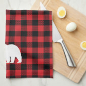 ベアーレッドとブラックバッファローチェックキッチンタオル キッチンタオル (四つ折り)