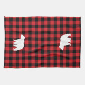 ベアーレッドとブラックバッファローチェックキッチンタオル キッチンタオル (横)