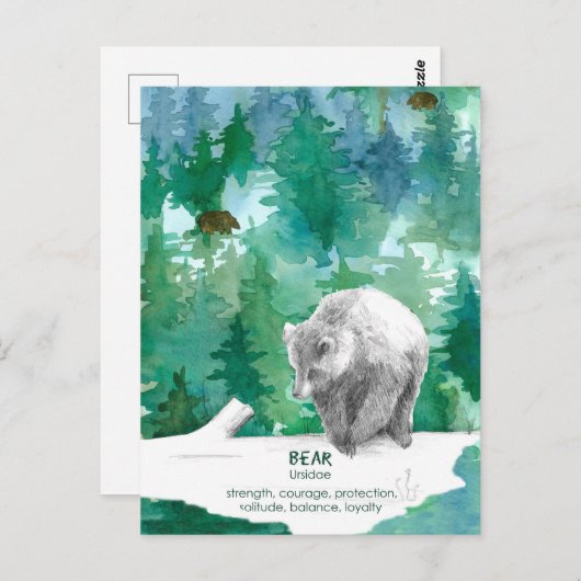 ベアーワイルドライフフォレスト強度勇気付けられる ポストカード (正面/裏面)