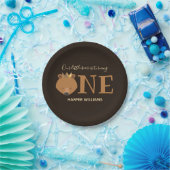 ベアーワンクラウンアニマルファースト誕生日 ペーパープレート (パーティー)