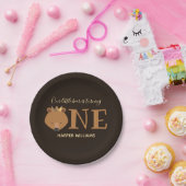 ベアーワンクラウンアニマルファースト誕生日 ペーパープレート (パーティー)