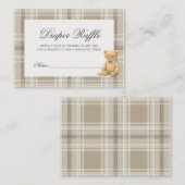 ベアー名門私立校風のニュートラルベビーシャワーおむつラッフル エンクロージャーカード (正面/裏面)