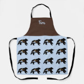 ベアー恋人のベビーブルーと栗の茶色のエプロン エプロン (正面)