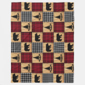 ベアー木素朴材バッファローチェック赤黒 フリースブランケット (正面)