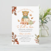 ベアー秋インラブパンプキンミルクボトルベビーシャワー 招待状 (スタンド正面)
