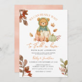 ベアー秋インラブパンプキンミルクボトルベビーシャワー 招待状 (正面/裏面)