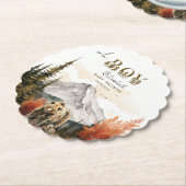 ベアー素朴アドベンチャー"Oh Boy"赤ちゃんシャワー ペーパーコースター (アングル)