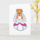 ベアー結婚ズドレス&ベール カード (黄色い花)