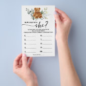 ベアー緑どのように古い母の赤ちゃんシャワーのゲームカード チラシ (ハンドル)