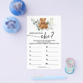 ベアー緑どのように古い母の赤ちゃんシャワーのゲームカード チラシ (シングル)