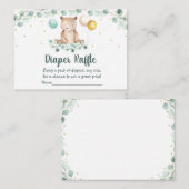 ベアー緑の金ゴールドベビーシャワーおむつラッフル エンクロージャーカード (正面/裏面)