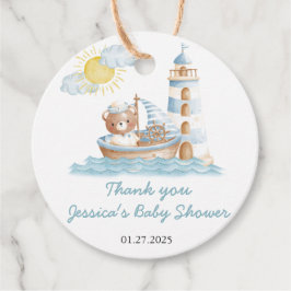 ベアー航海のウォーター色のボート赤ちゃんシャワー フェイバータグ